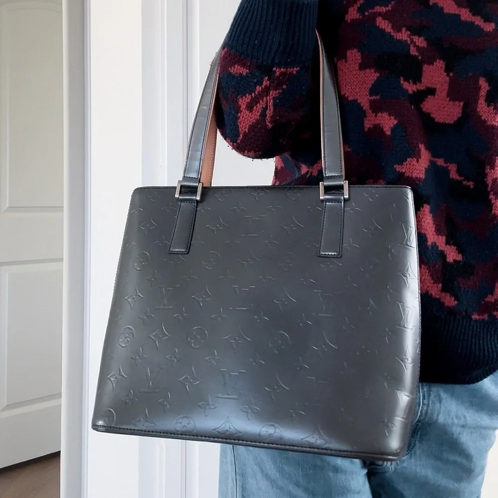 Dark Gray Louis Vuitton Monogram Mat Stockton Tote Bag